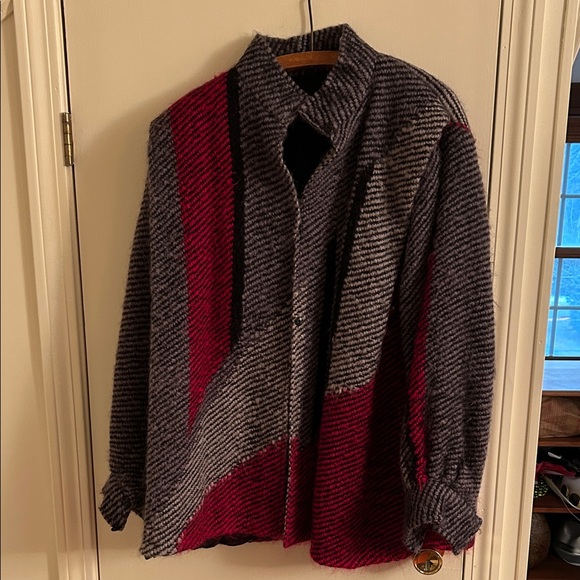 Striped Wool‎ Jacket in Red and Gray - Picture 2 of 3